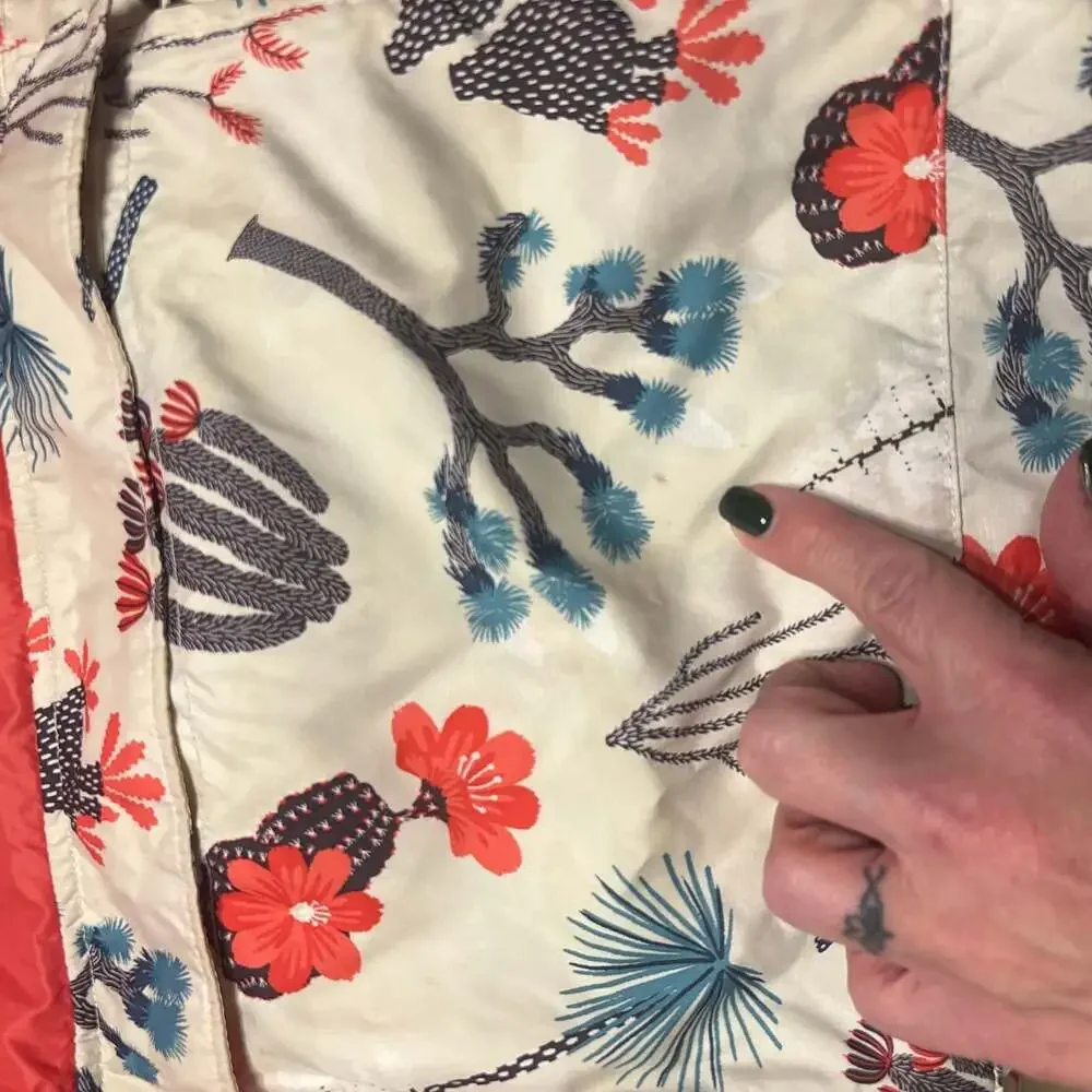 The North Face Fanorak Packable Windbreaker Jacket - Floral/Coral, Size XL - Picture 5 of 8